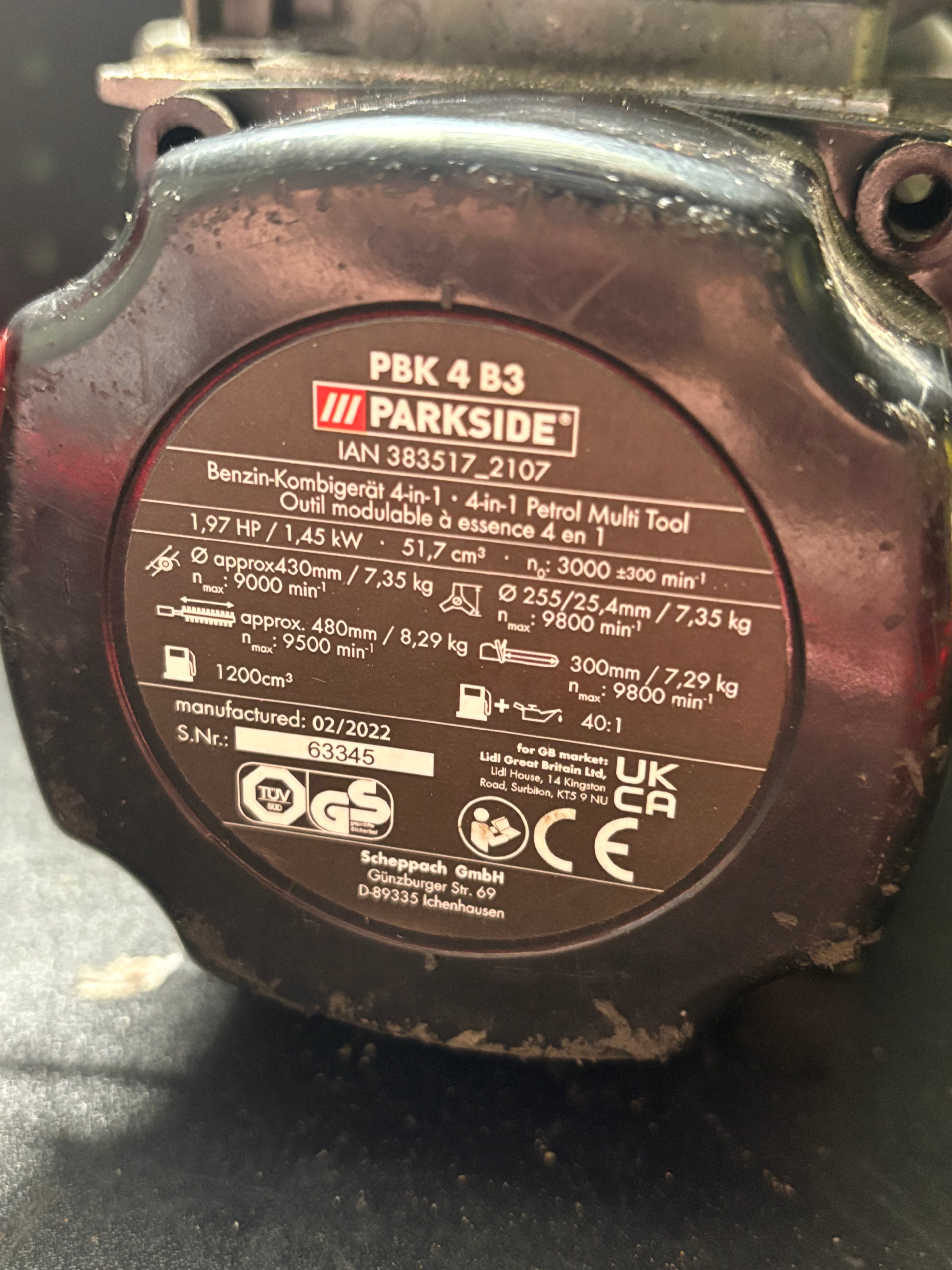 ParkSide PBK 4 B3 51.7cc Petrol Strimmer Engine